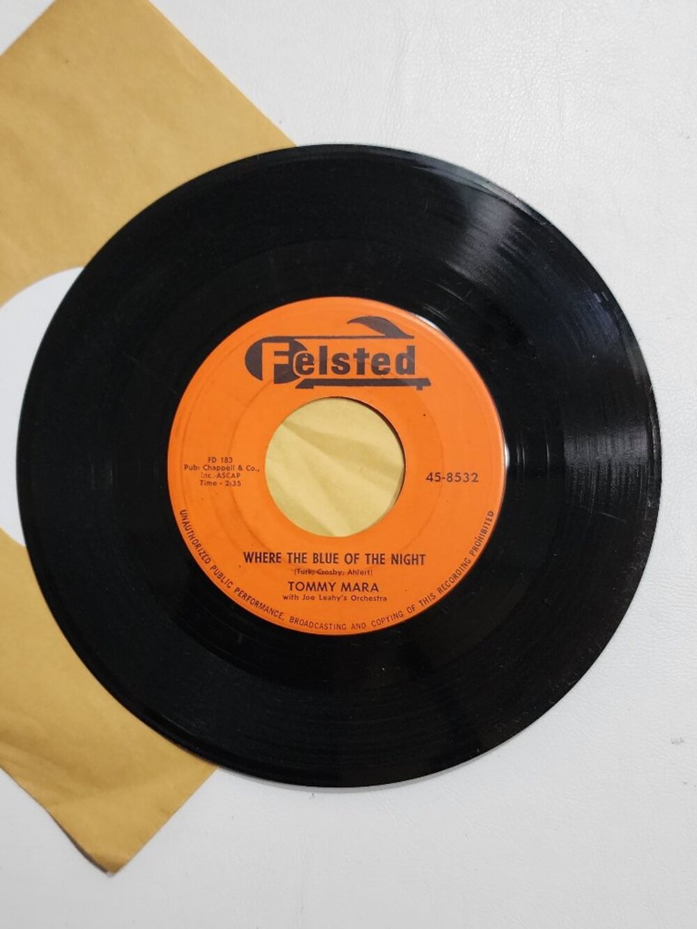 Tommy Mara - Where The Blue Of The Night & What Makes you So Lonely 1959 Vinyl45